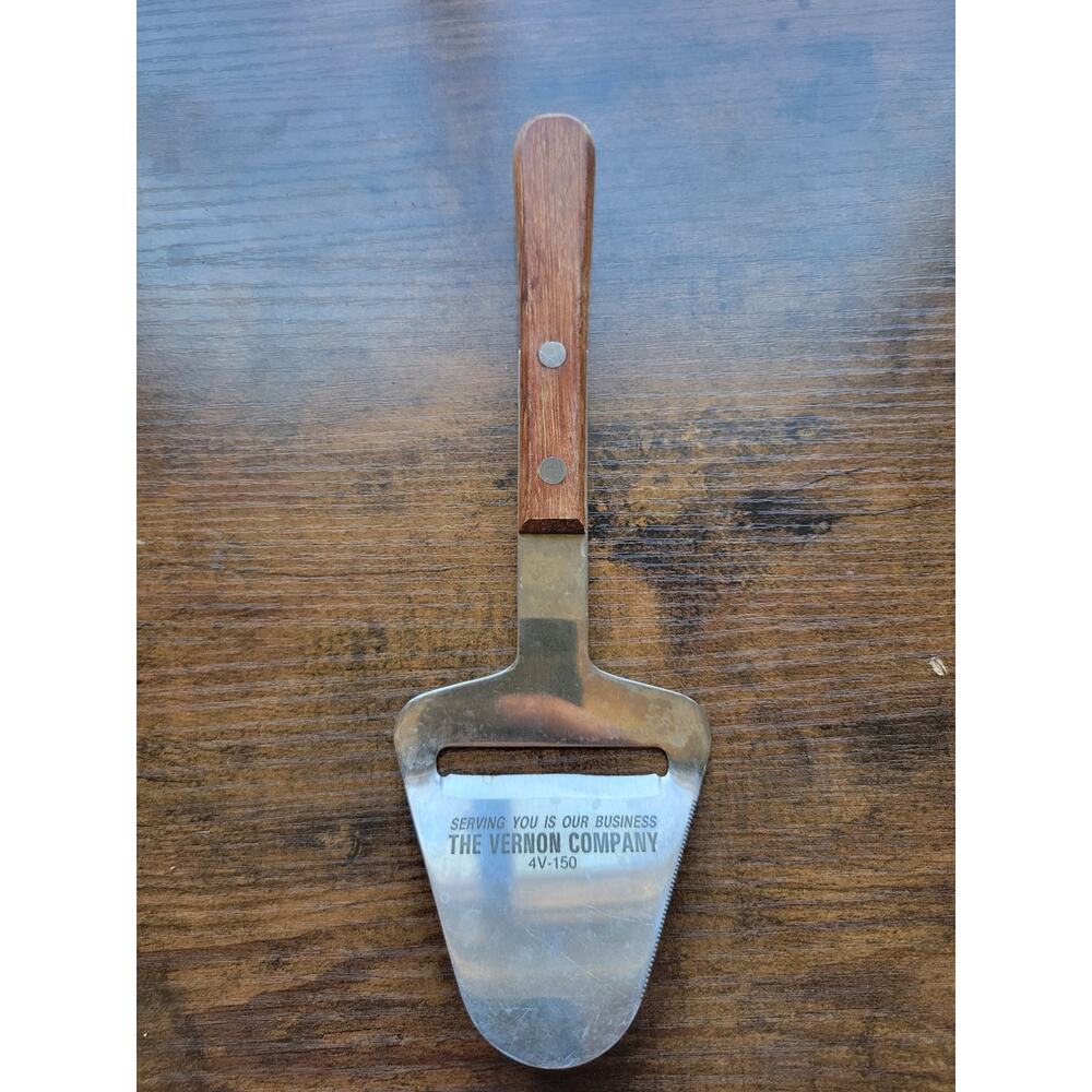 Vintage Vernon Stainless Steel Cheese Slicer/Server - Wood Handle - Taiwan